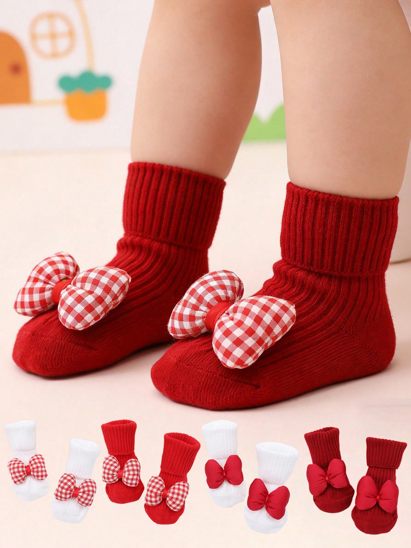 Anti Blister Sock - 4 Paar Baby-Mädchen-Crew-Socken aus weicher Baumwolle